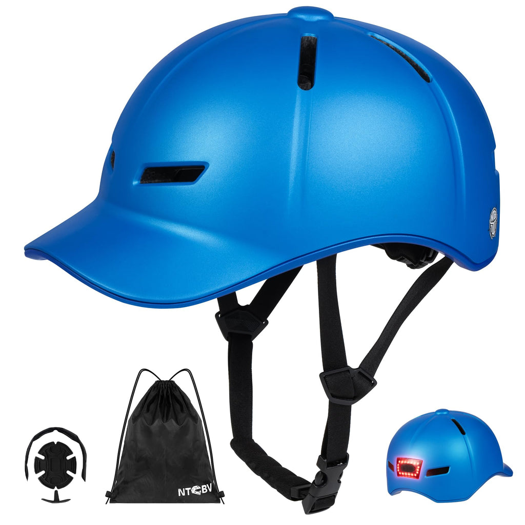 Bike Helmet Adult Men/Women-USB Rechargeable Rear Light CPSC/ASTM Certified 2 Removable Liners Adjustable Lightweight Baseball Cap Style for Youth Road&Mountain Biking Skating Scooter