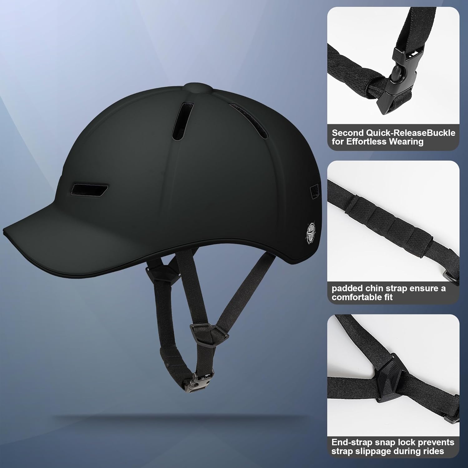 Bike Helmet Adult Men/Women-USB Rechargeable Rear Light CPSC/ASTM Certified 2 Removable Liners Adjustable Lightweight Baseball Cap Style for Youth Road&Mountain Biking Skating Scooter