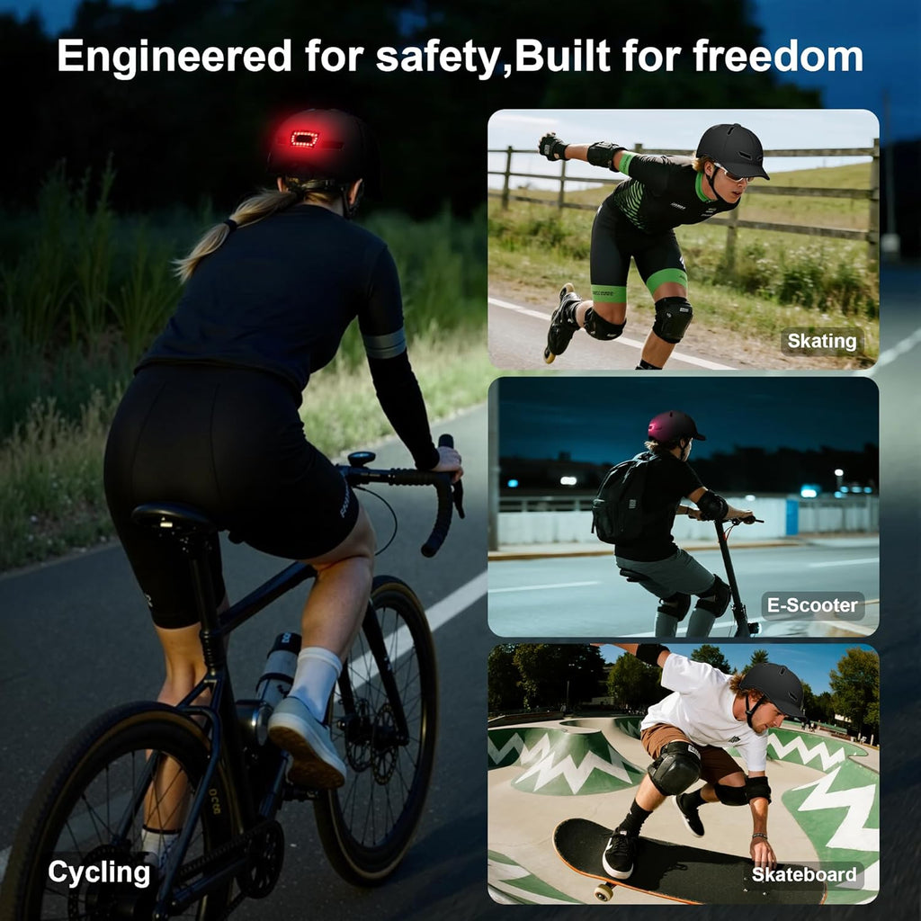 Bike Helmet Adult Men/Women-USB Rechargeable Rear Light CPSC/ASTM Certified 2 Removable Liners Adjustable Lightweight Baseball Cap Style for Youth Road&Mountain Biking Skating Scooter