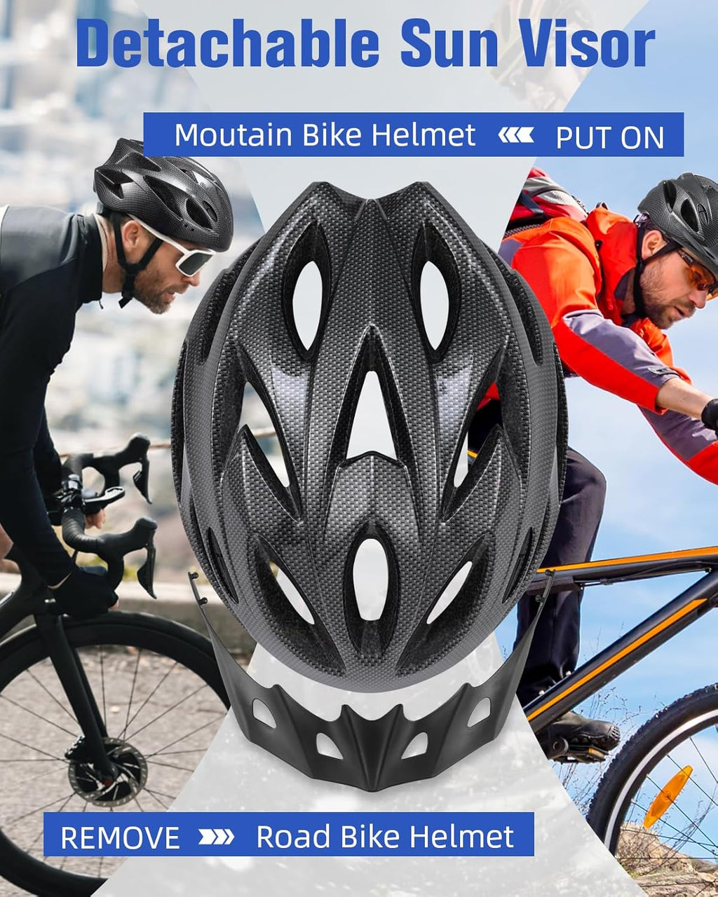 Zacro Adult Bike Helmet, Lightweight Bicycle Helmet with Removable Pads and Visor, CPSC Certified Safety Helmet for Men Women, Mountain Road Cycling Helmet for Adult